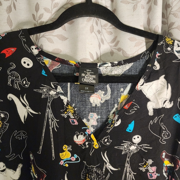 Disney Nightmare Before Christmas Black Patterned Faux Wrap Dress size 3X - Picture 3 of 8